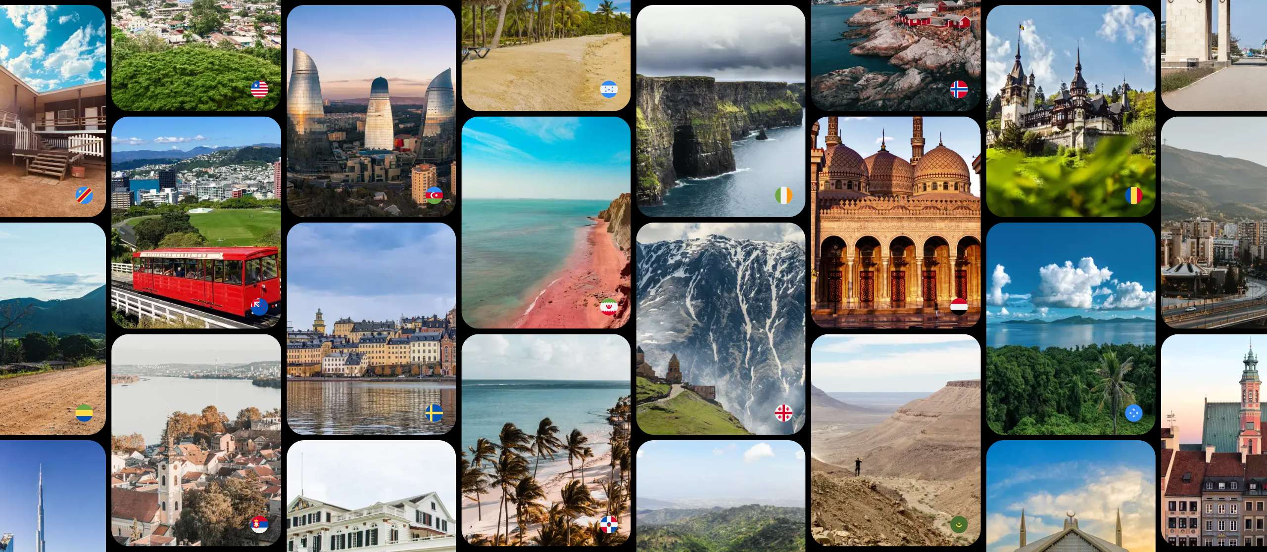 A collage of pictures of different places around the world.
