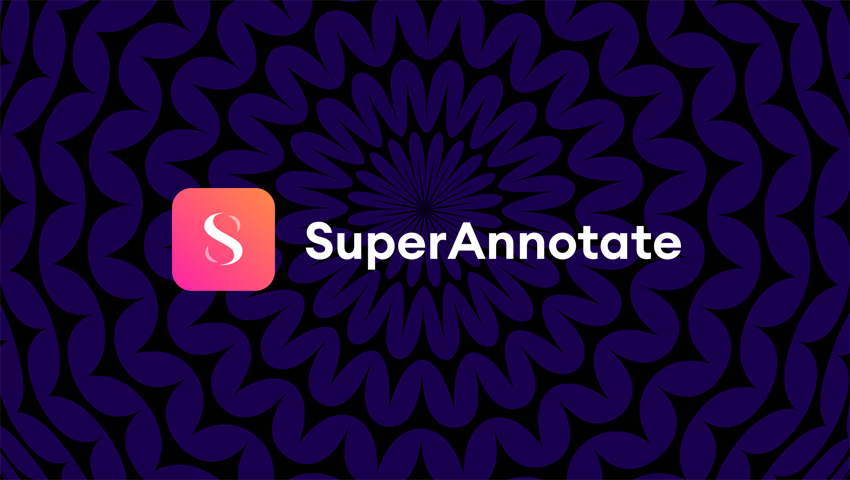 The logo for superanotate on a purple background.