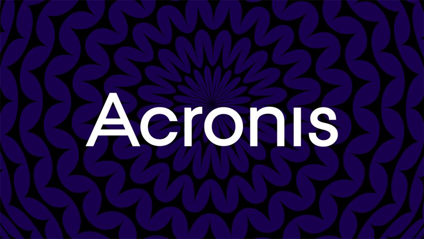 The word acronis on a purple background.