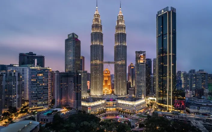 The Kuala Lumpur skyline in Malaysia