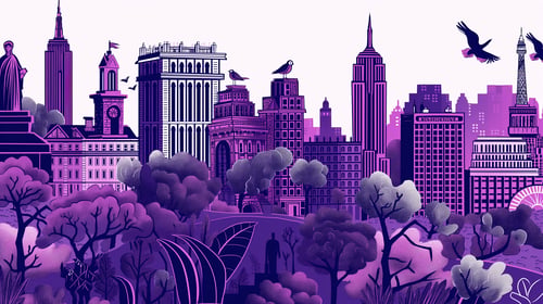 Attractive panoramic cityscape for remote workers