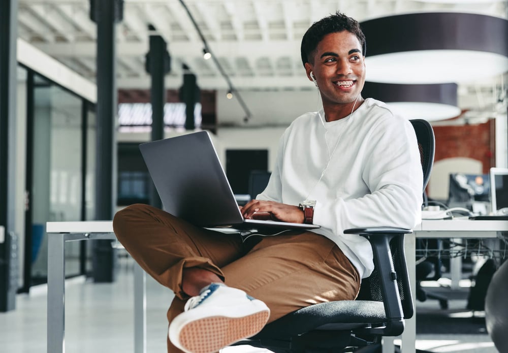 Remote worker working in office space