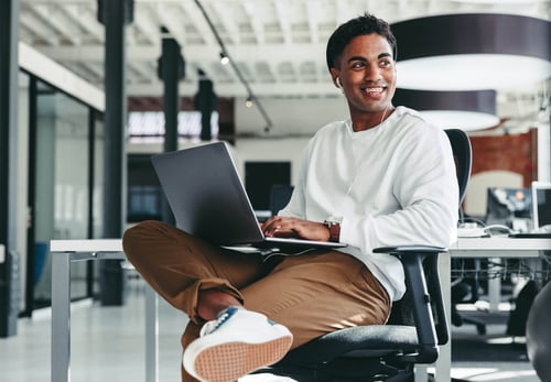 Remote worker working in office space
