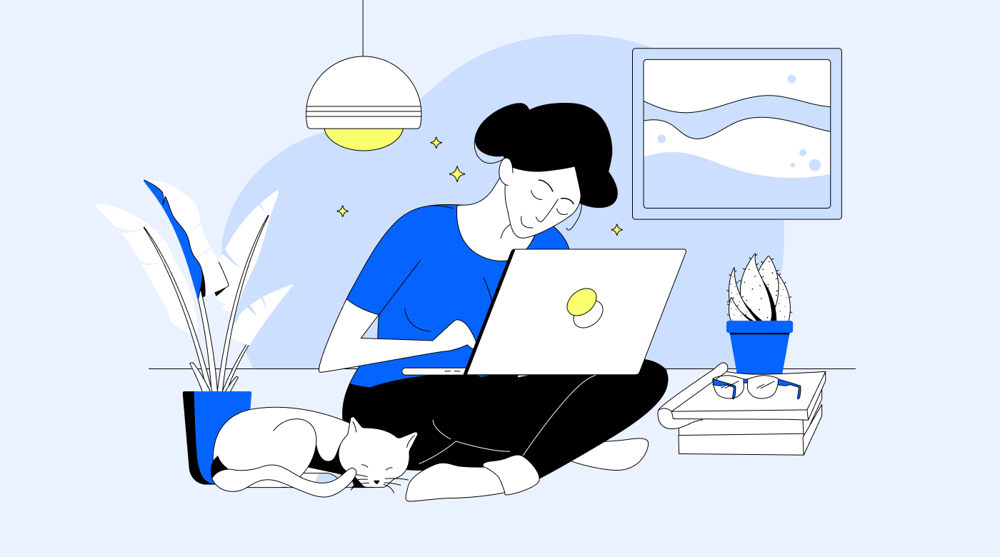  Woman working from