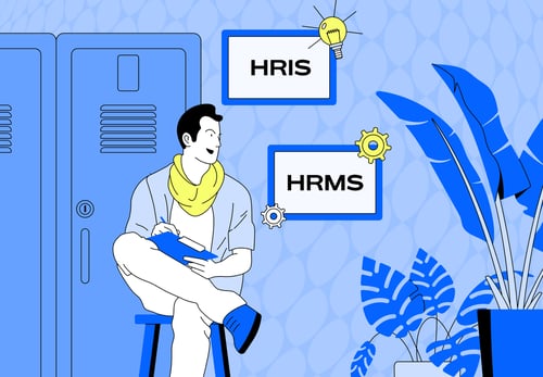 Side-by-side comparison diagram of HRIS vs HRMS features for HR software selection