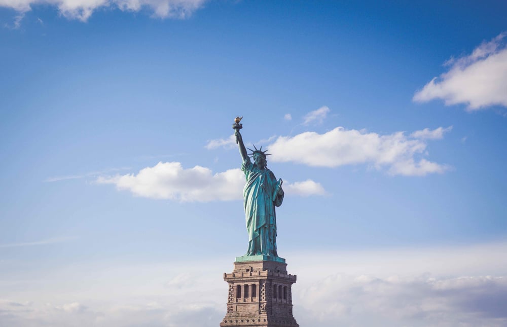 Statue of Liberty in the United States; a symbol of freedom that welcomes foreigners to the country. 