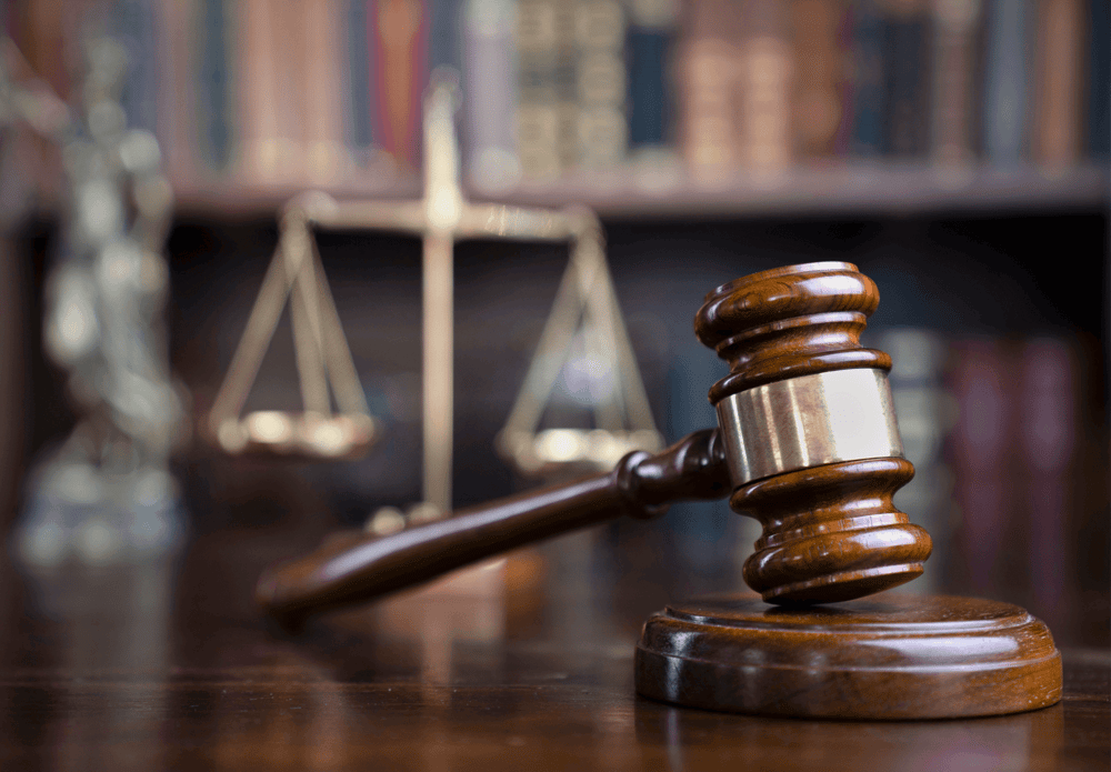 a gavel resting in a law office