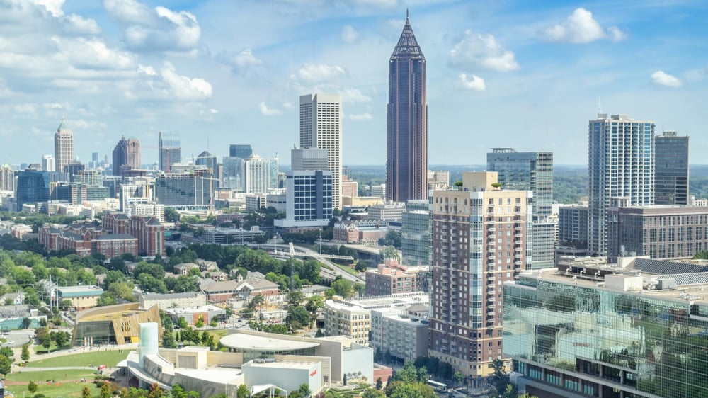 Aerial shot of Atlanta, Georgia skyline