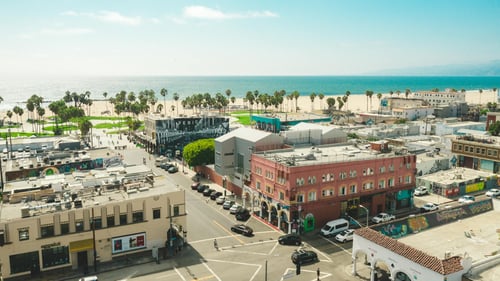 Aerial shot of typical California coastline