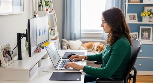 a person working on their laptop from their home office