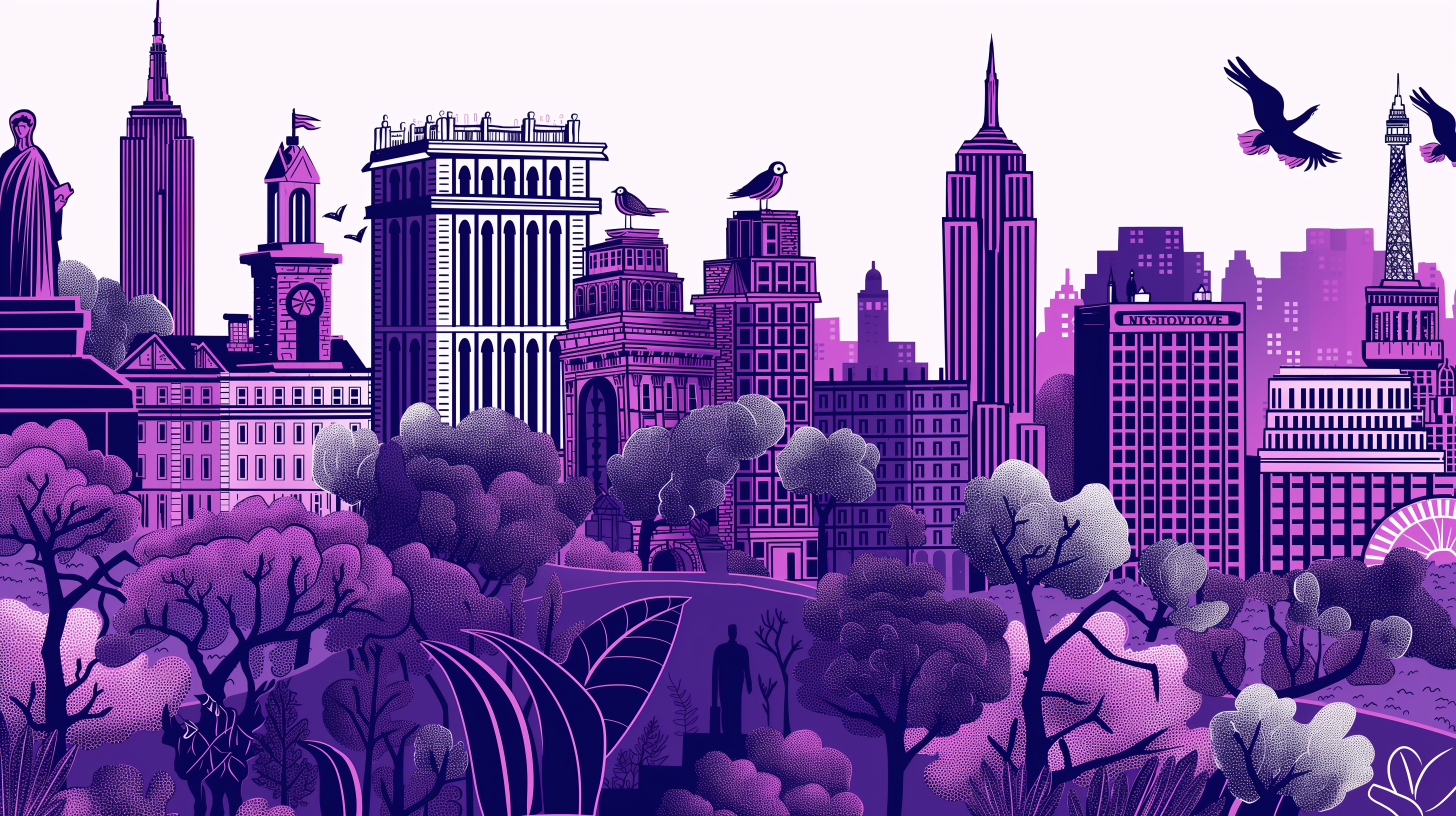 Attractive panoramic cityscape for remote workers