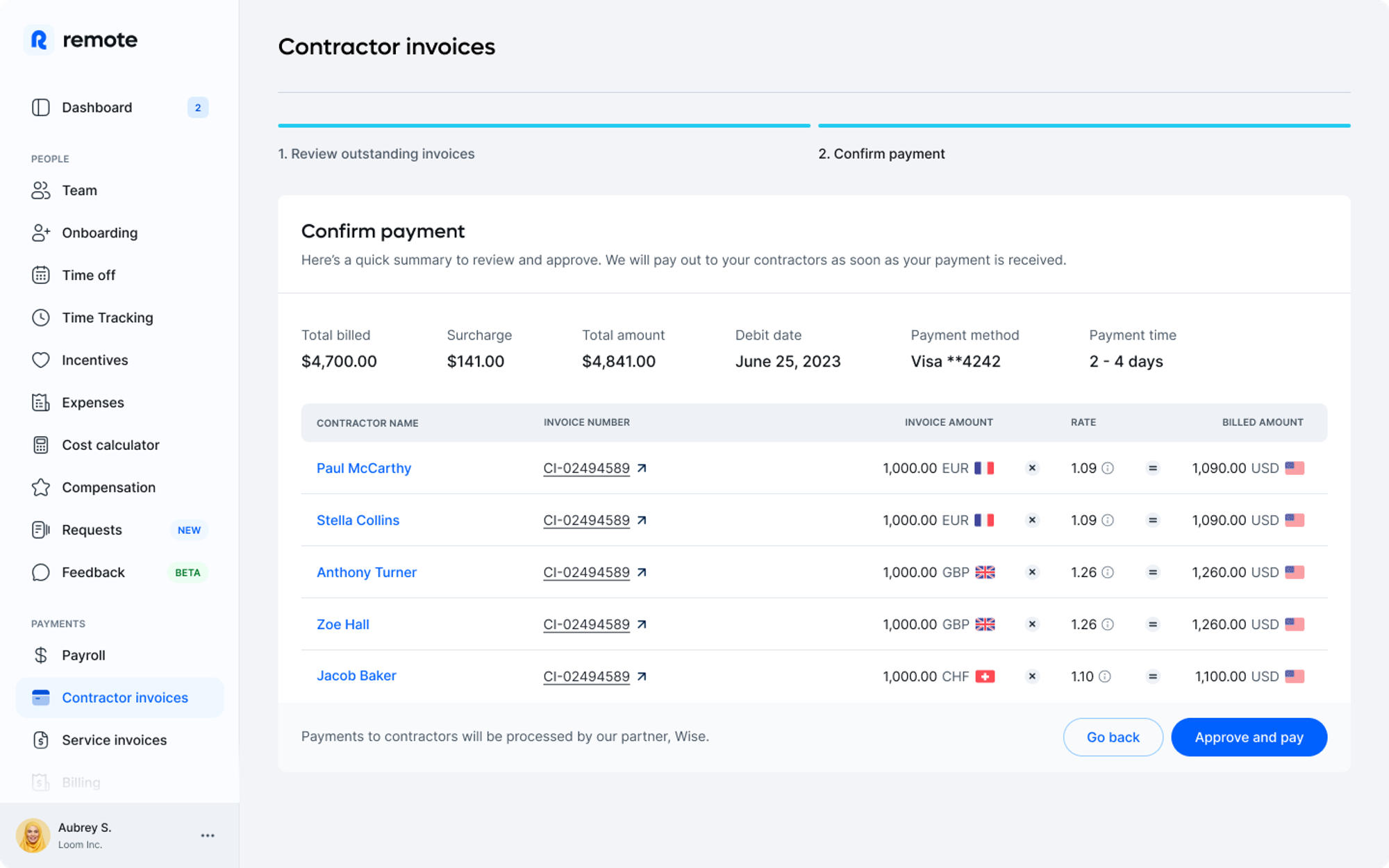 Employer-Outstanding Invoices
