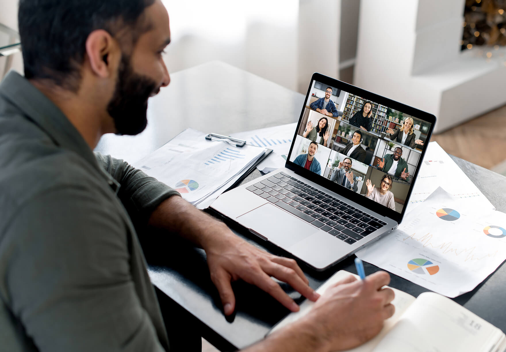 Entrepreneur on a team call