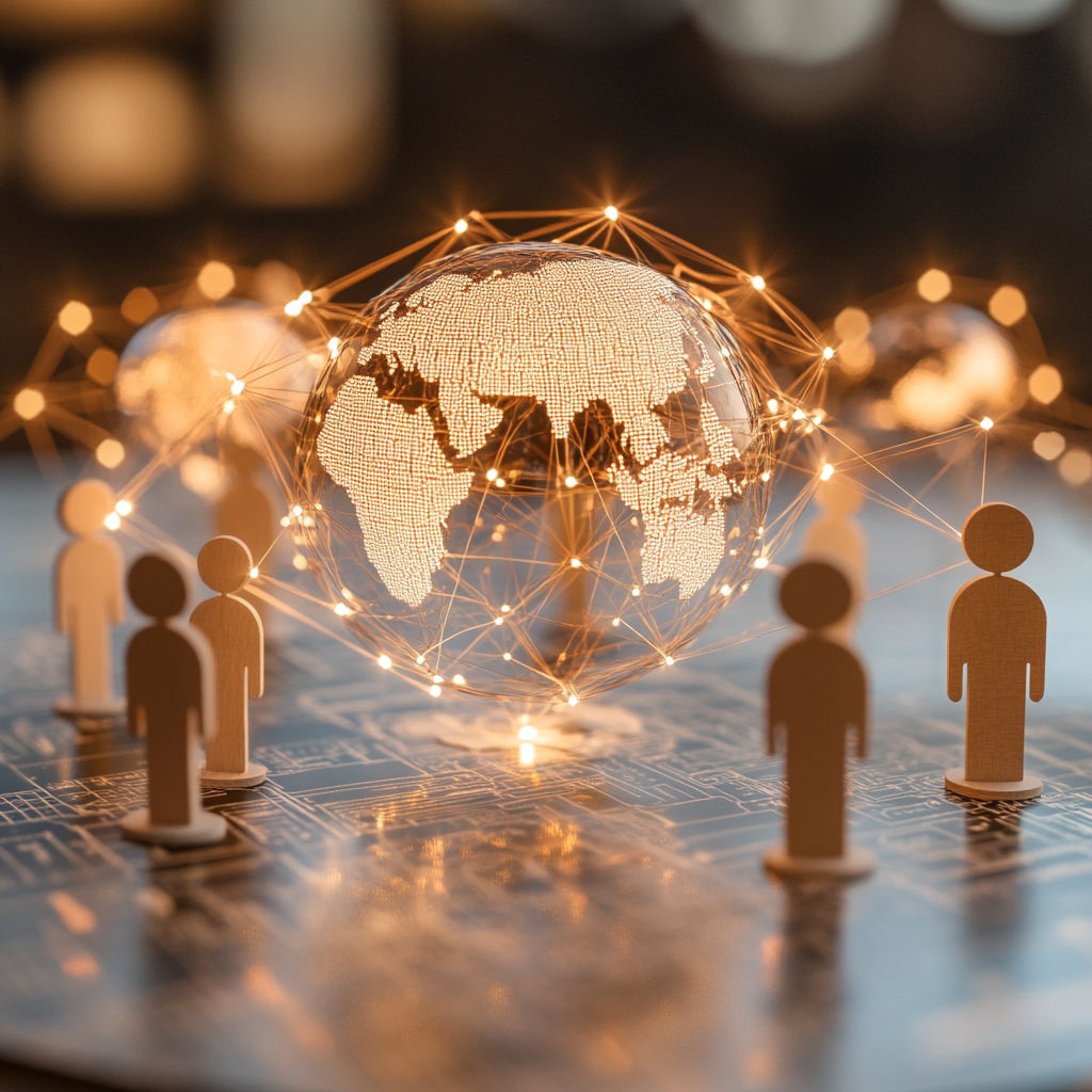 Globe with interconnected team members