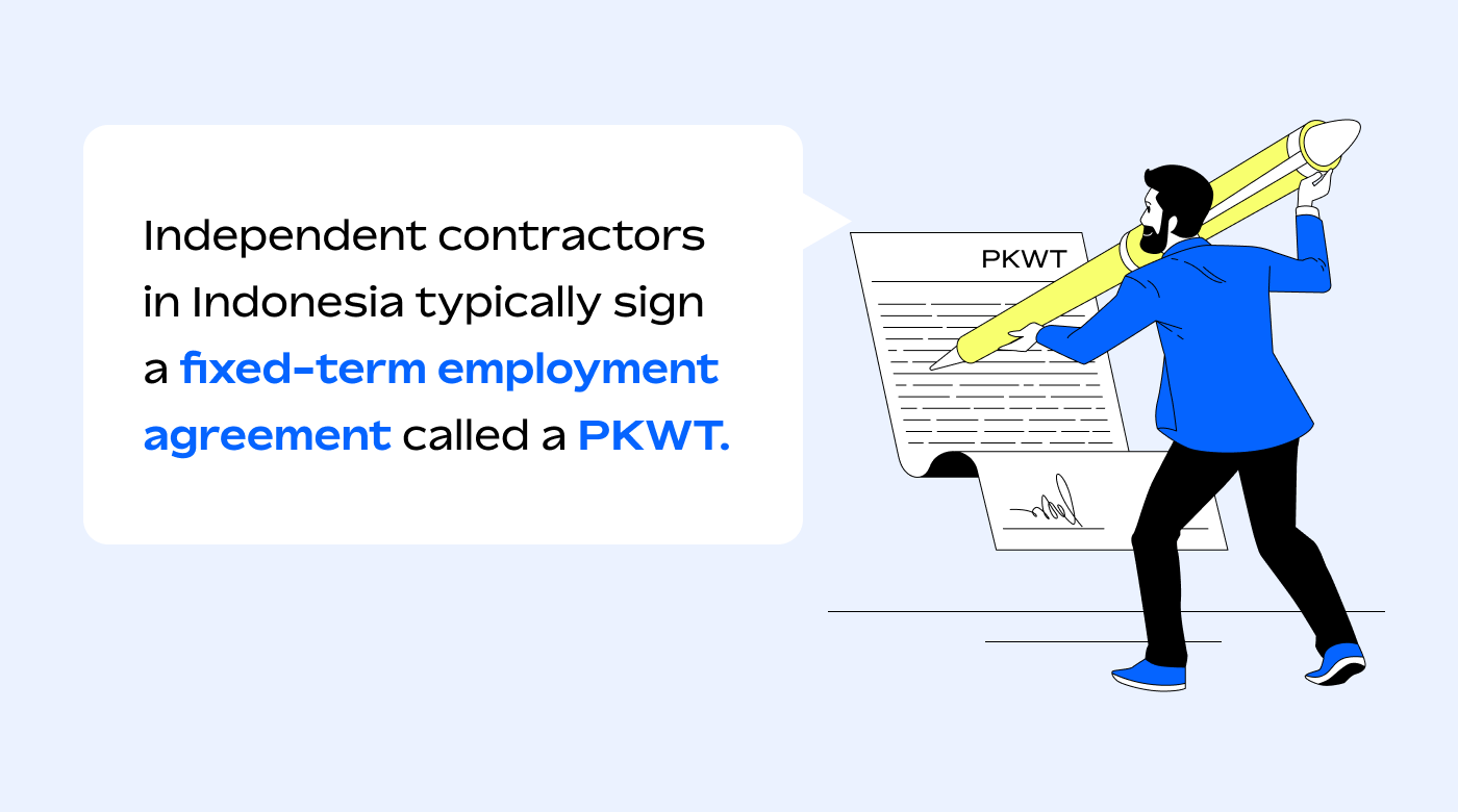 Independent worker signing contract in Indonesia