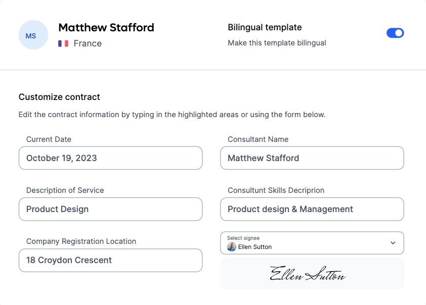 Localized in-app contracts