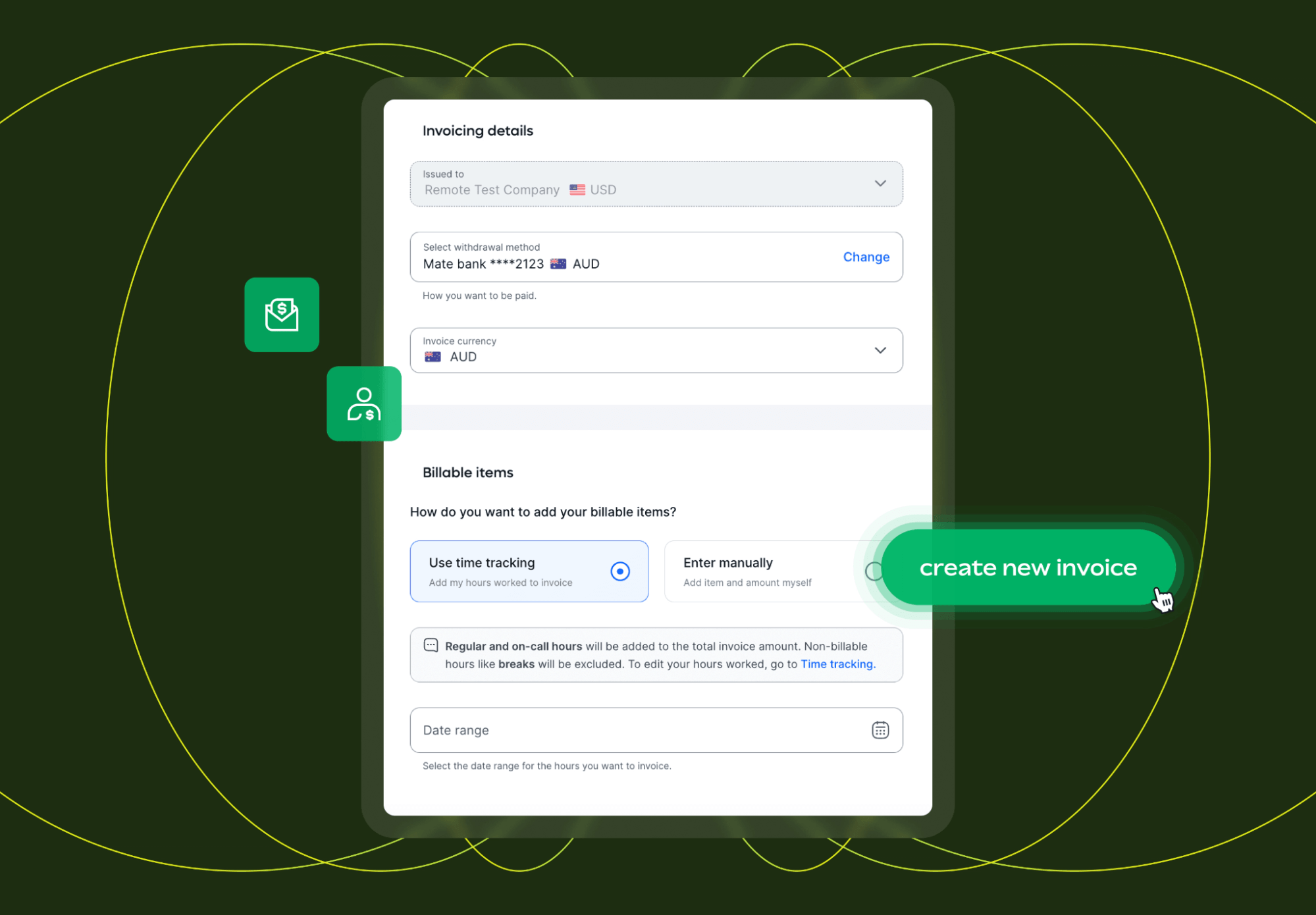 Mobile app invoicing on Remote