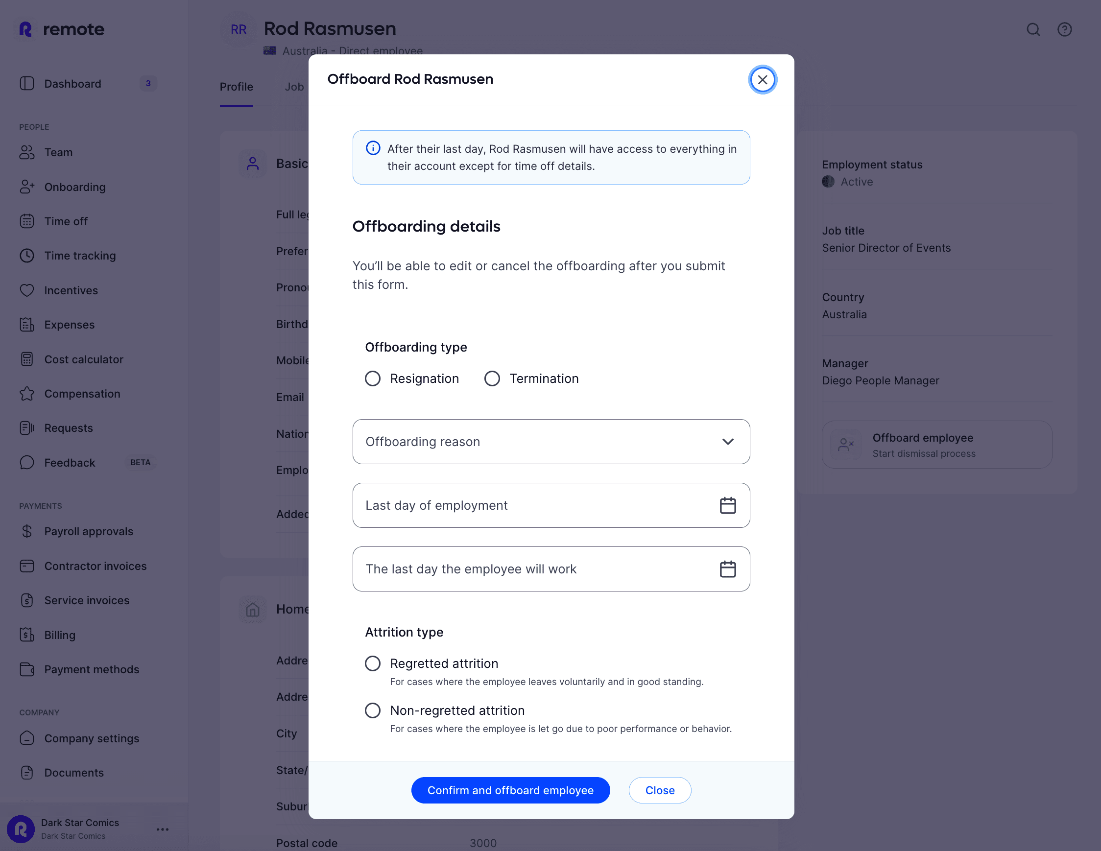 Directe werknemers offboarden