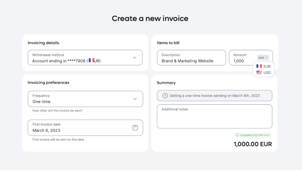 Remote invoice creation