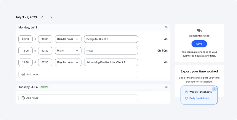 Time tracking on Remote