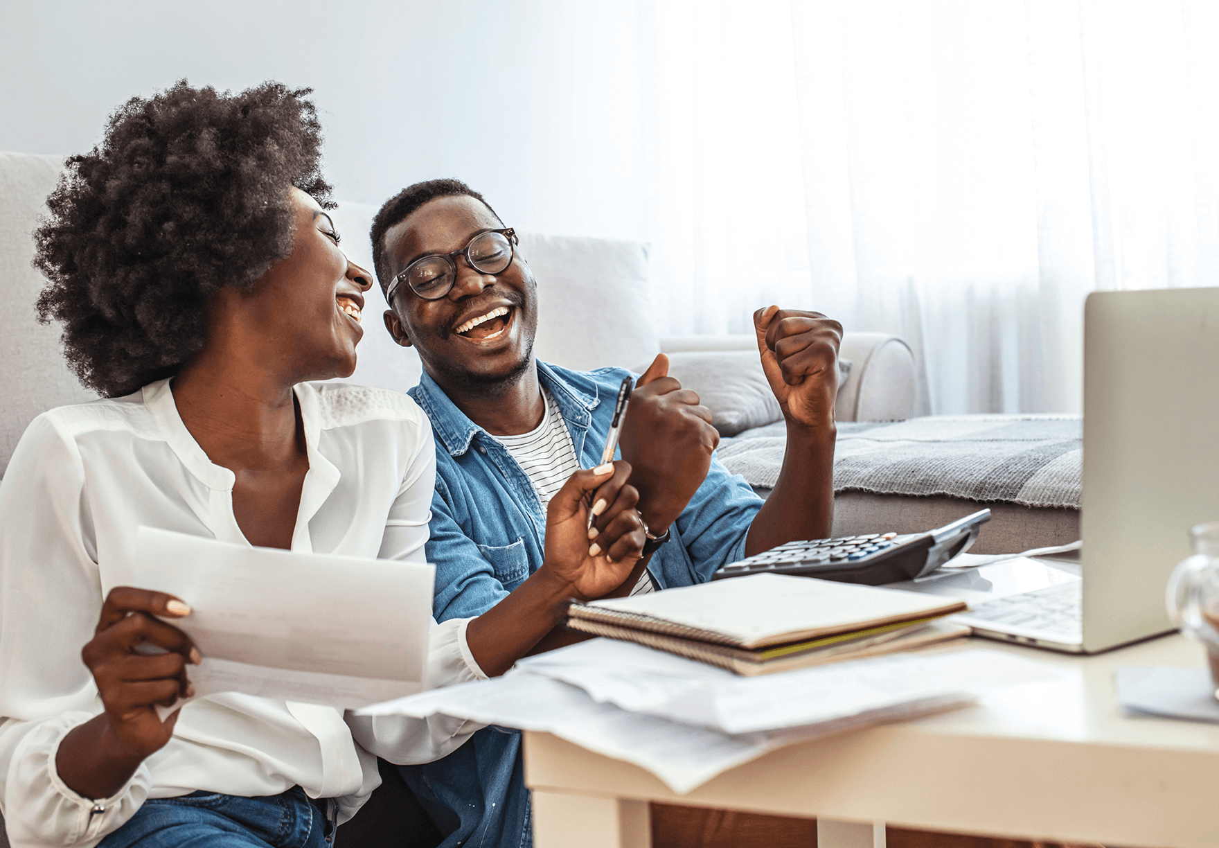 Two happy people enjoying automated contractor payments