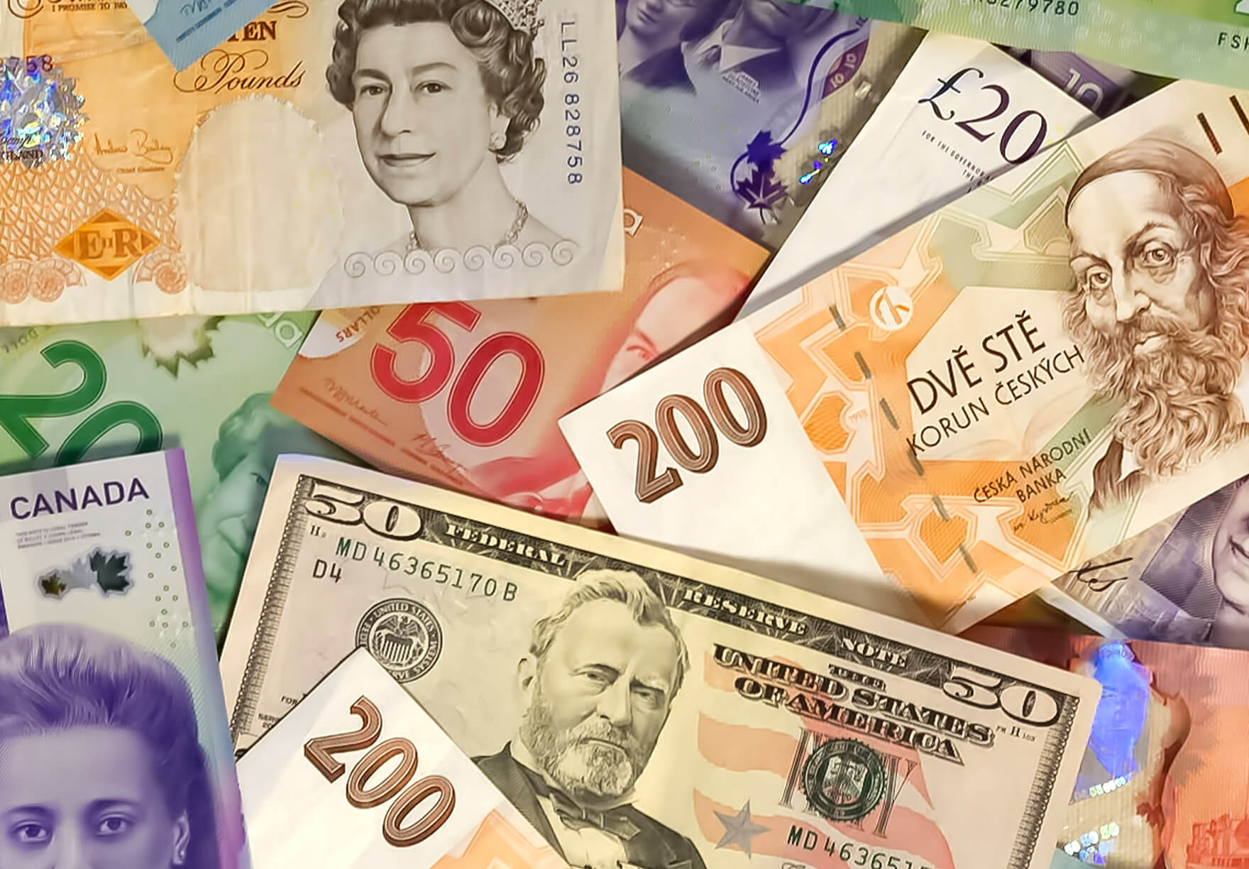 Various currencies and bills