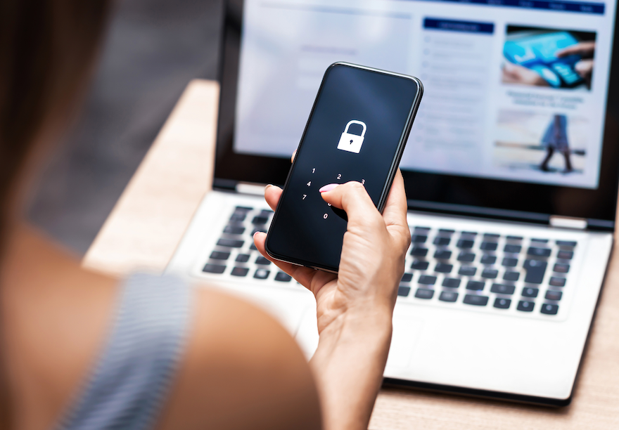 a person unlocking her phone