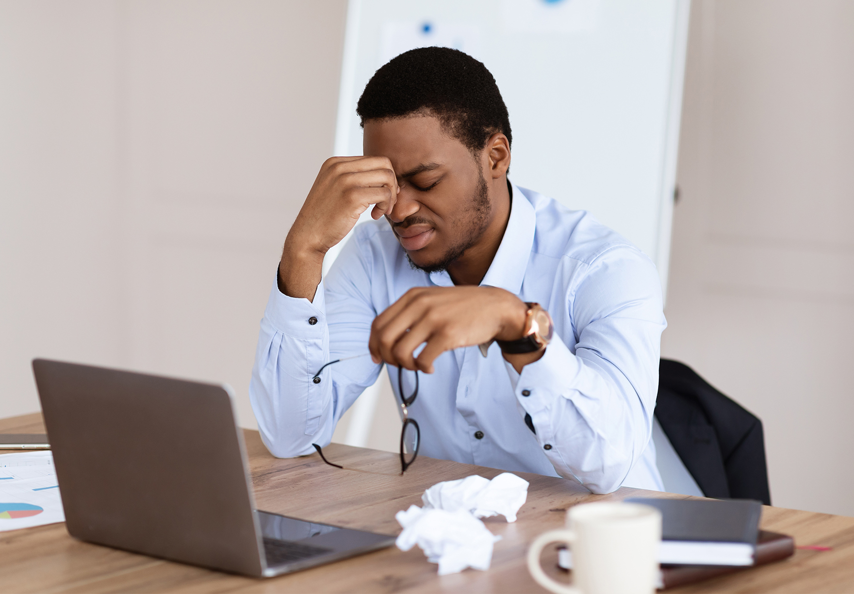 A remote worker having a very rough day