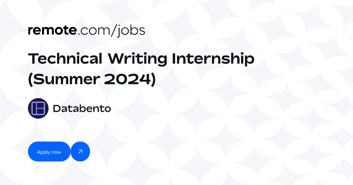 Technical Writing Internship (Summer 2024) at Databento Remote