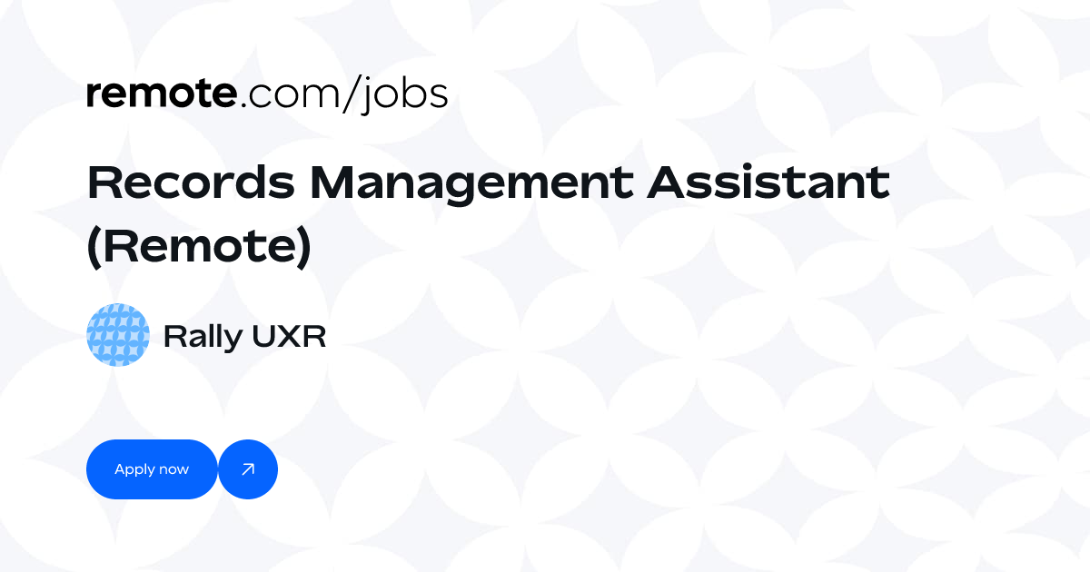 Records Management Assistant (Remote) at Rally UXR | Remote